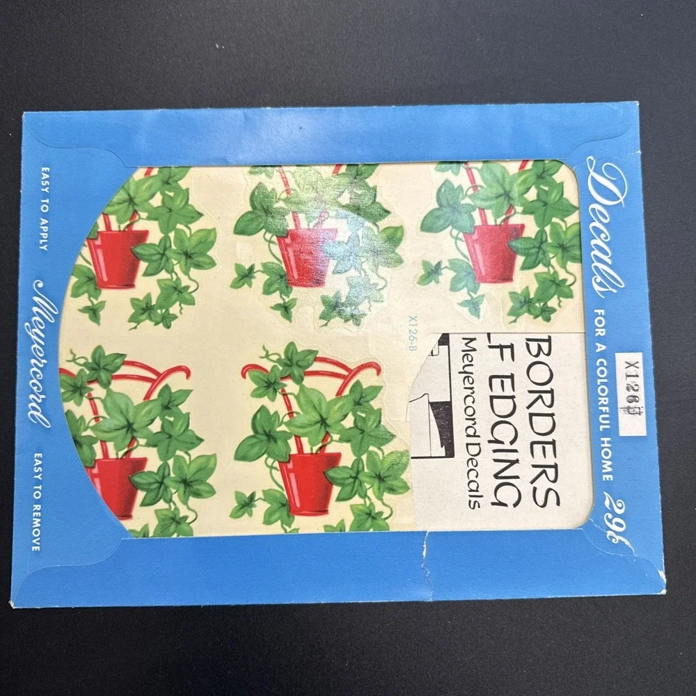 1950s Meyercord Decals X 125-B Small Hanging Flowerpots Red Green‎ (one Missing)